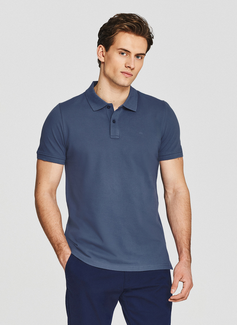 Ciemnoniebieskie bawełniane polo męskie