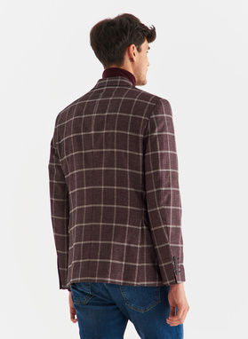 Bordowa marynarka męska w kratę