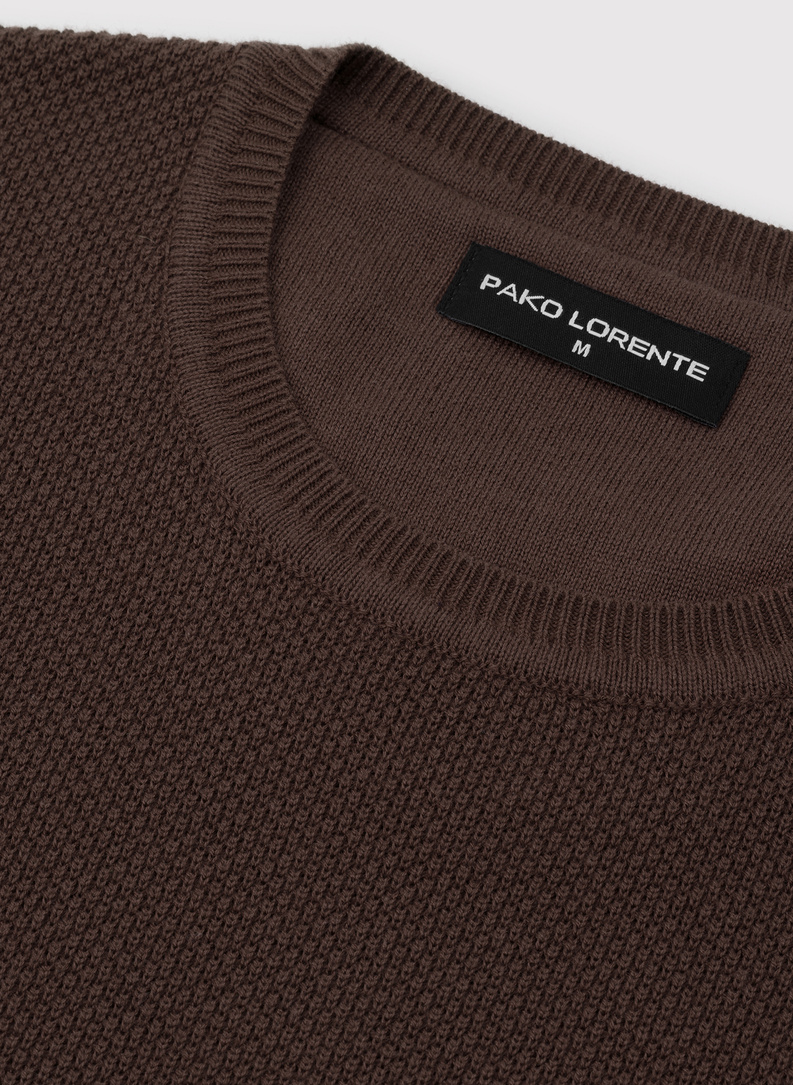 Brązowy sweter męski o-neck