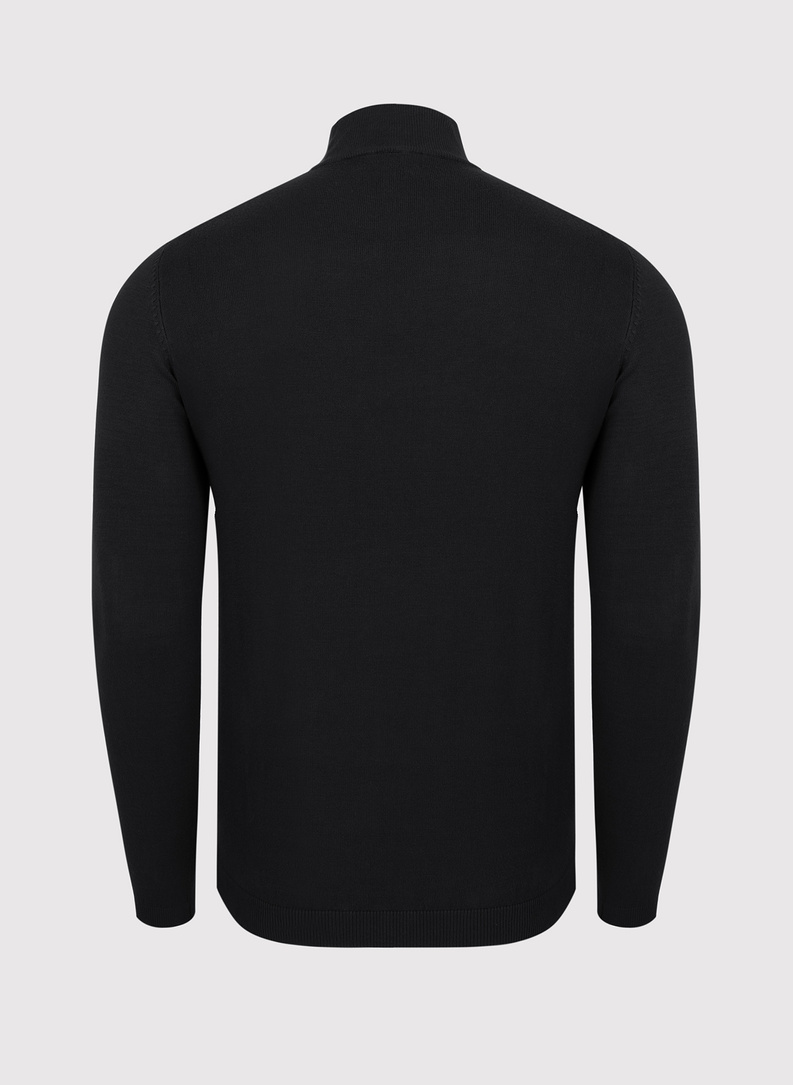 Czarny gładki półgolf męski