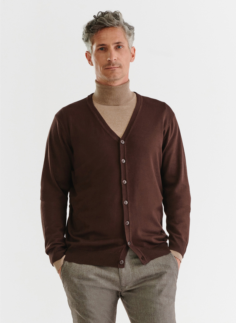 Męski kardigan w kolorze brązowym