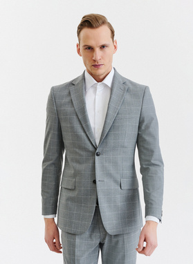 Szara marynarka garniturowa z wełną