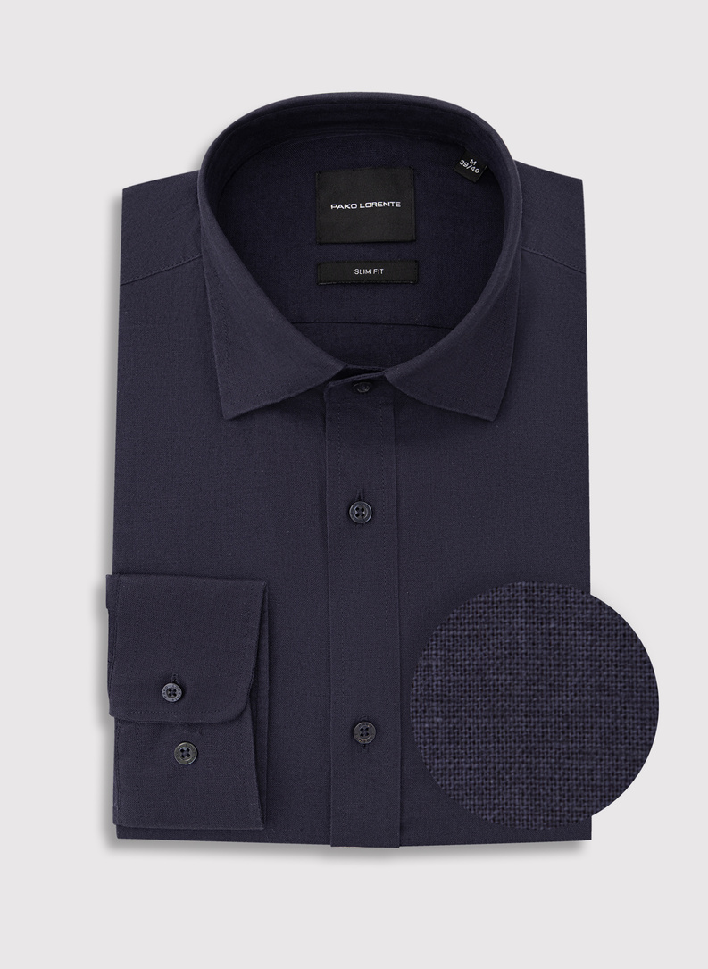 Granatowa koszula z lnem