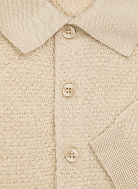 T-shirt polo o ciekawej fakturze w kolorze ecru