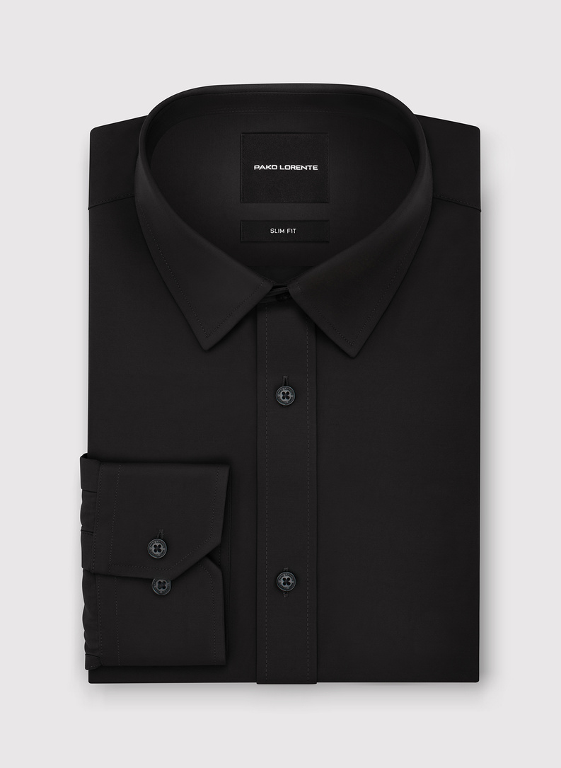 Czarna koszula męska z wełną