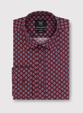 Męska bordowa koszula w kwiatki 
