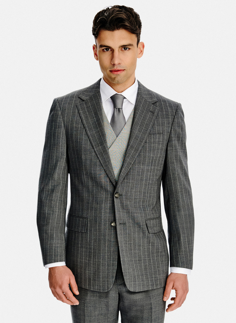 Wełniana marynarka garniturowa w prążek