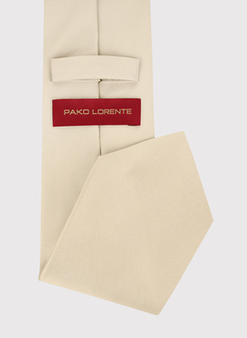 Beżowy krawat męski z jedwabiu