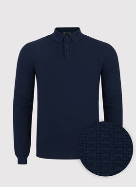 Bawełniany sweter polo w kolorze granatowym