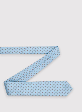 Błękitny krawat męski w drobne kwiatki 