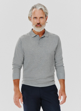 Szary sweter męski z kołnierzykiem polo