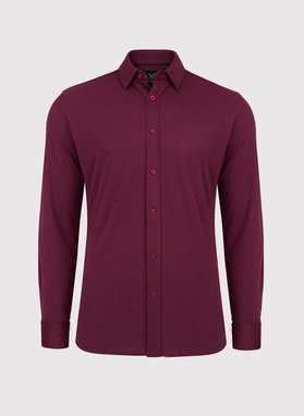 Gładka taliowania koszula w kolorze bordowym