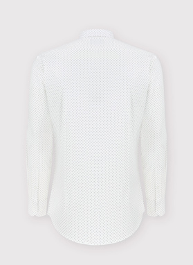 Biała koszula męska w brązowe kropki