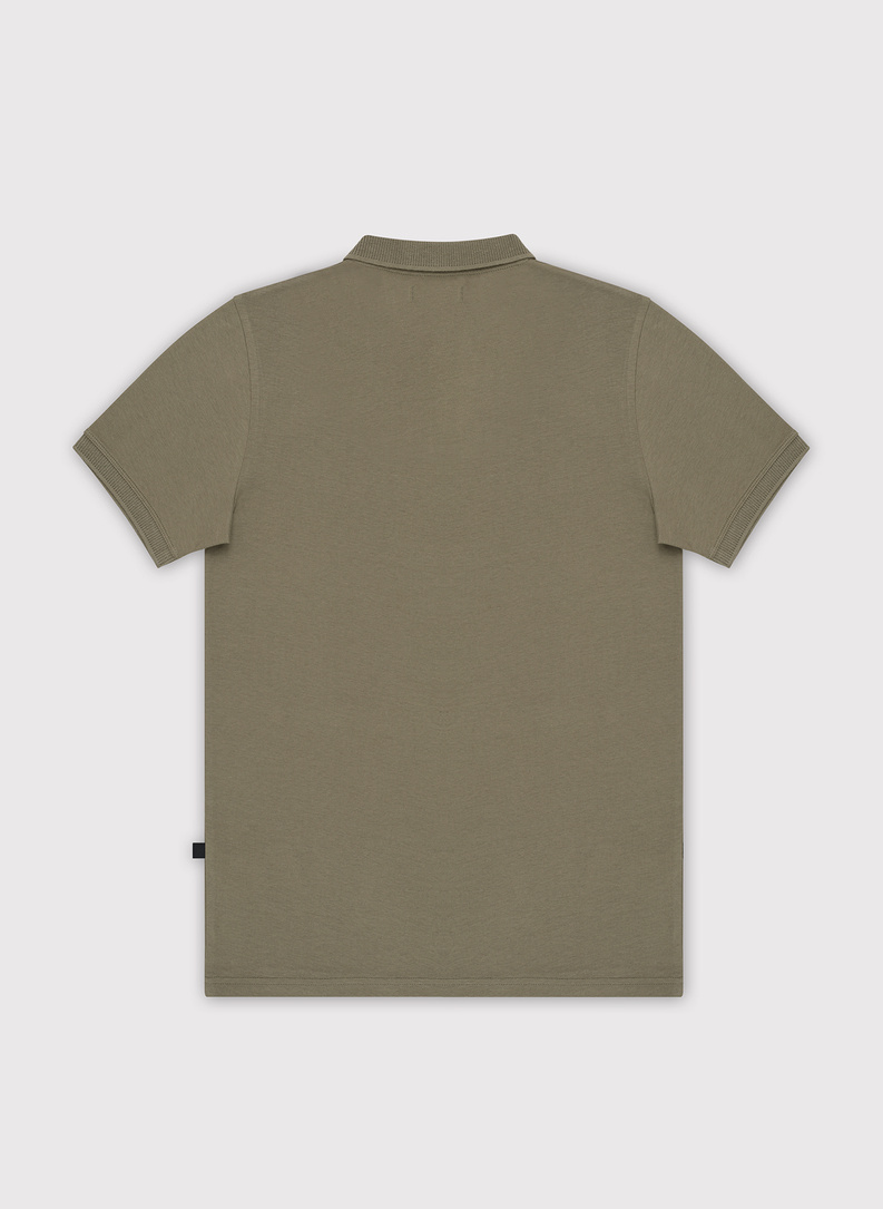 Gładki bawełniany t-shirt polo w kolorze zielonym