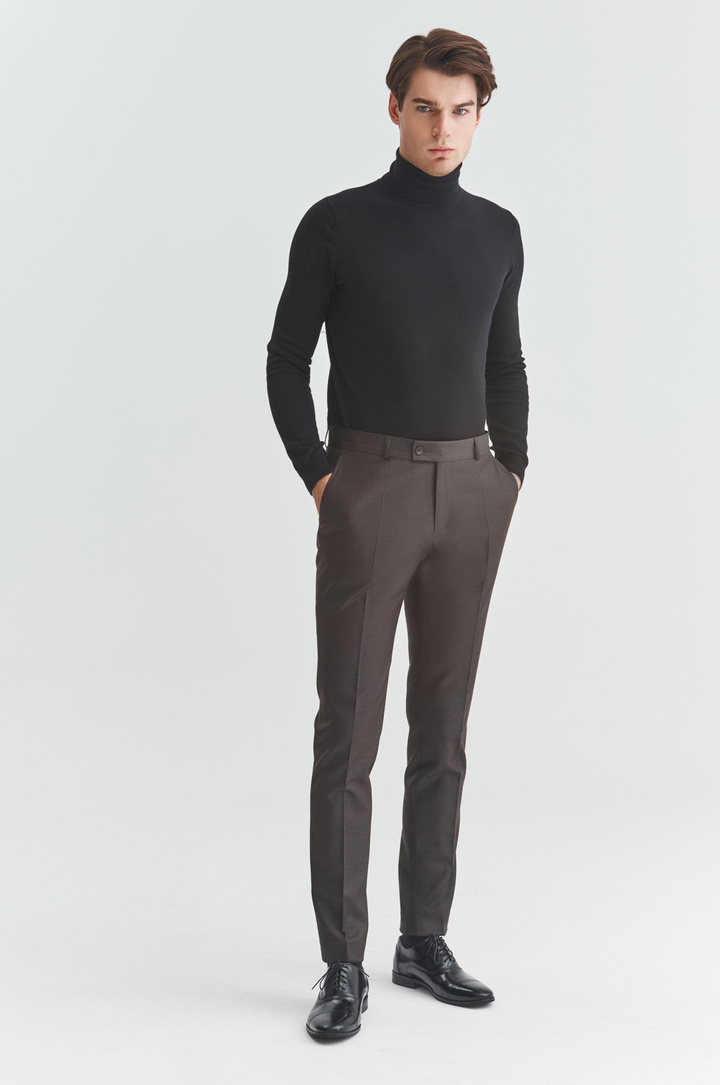 Brązowe spodnie garniturowe P21WP-6G-092-A