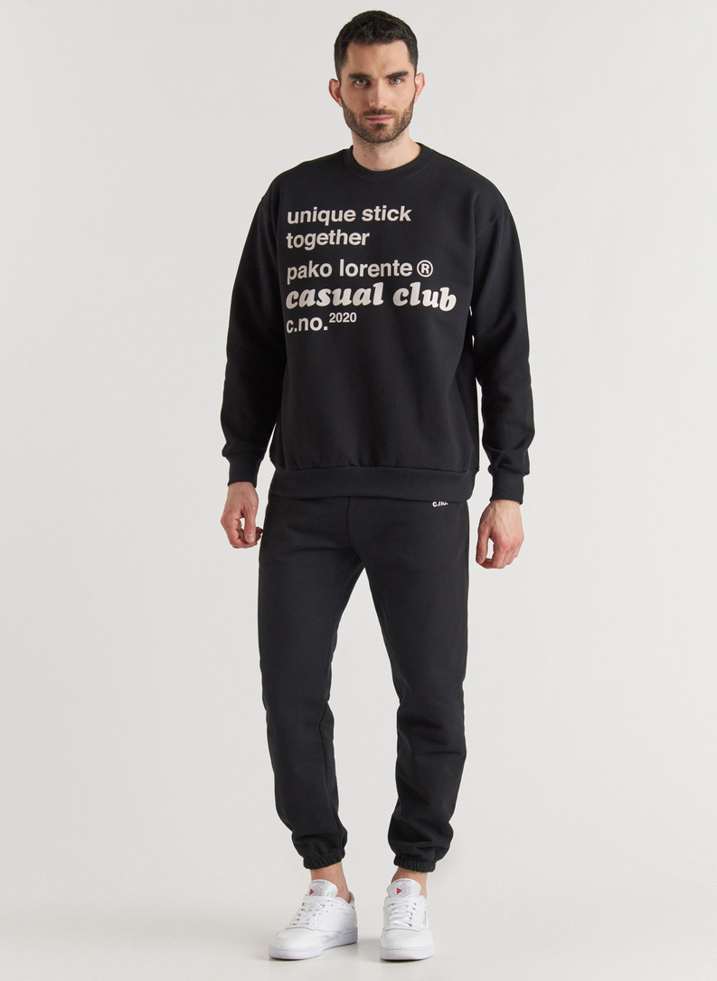 BLUZA Z OKRĄGŁYM DEKOLTEM CZARNA C20WF-2B-001-C