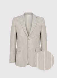 Beżowy garnitur męski w prążek