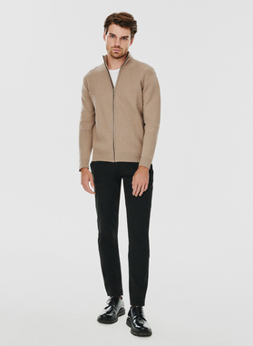 Sweter męski rozpinany w kolorze beżowym