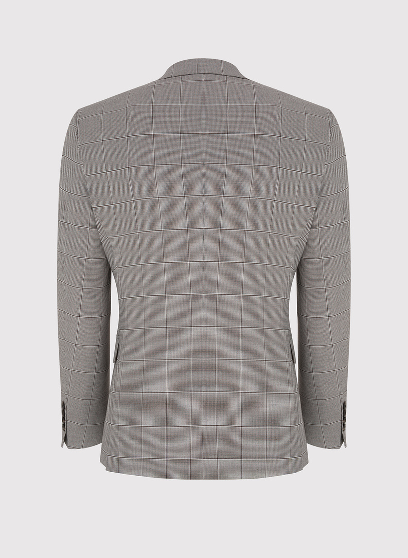 Brązowa marynarka garniturowa w kratkę