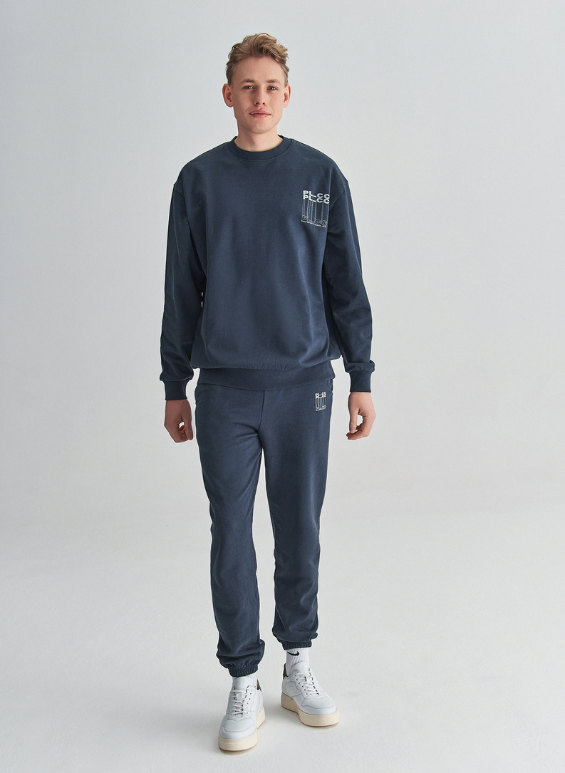 Granatowa bluza oversize z okrągłym dekoltem C22SF-2B-003-G-0