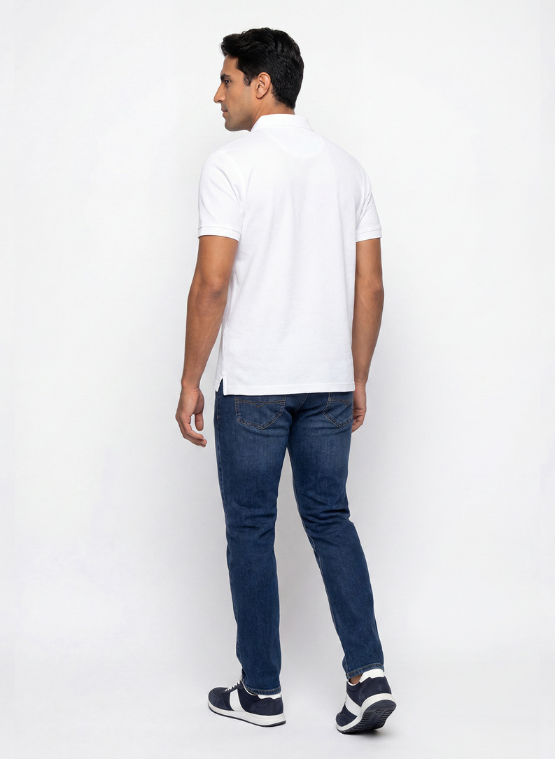 Biały t-shirt polo z bawełny