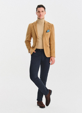 Beżowa sztruksowa marynarka męska