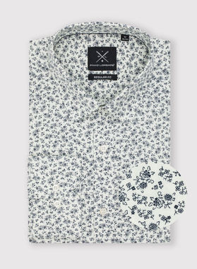 Biała koszula męska w delikatny kwiatowy wzór
