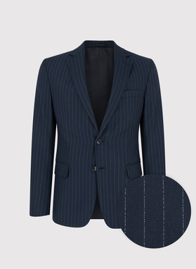 Granatowa marynarka garniturowa w prążki