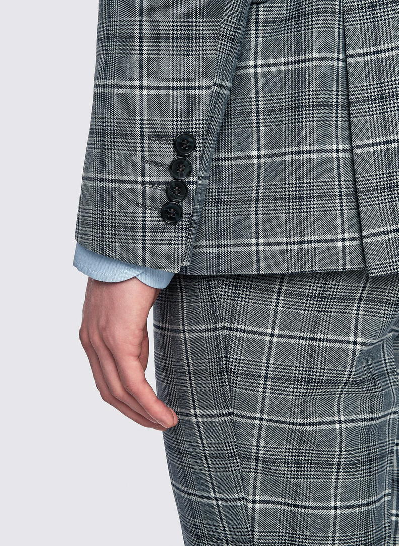 Szara marynarka garniturowa w kratę