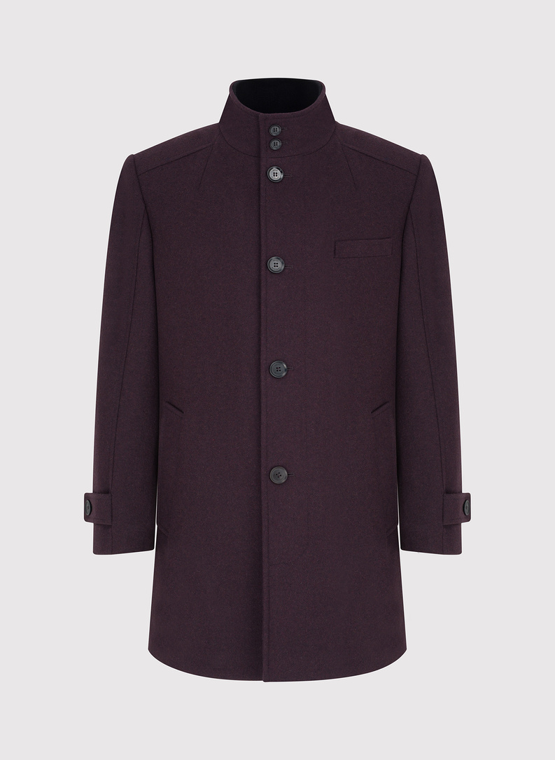 Wełniany płaszcz męski w kolorze bordowym