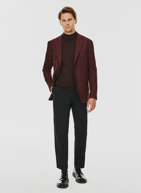 Brązowa gładka marynarka męska