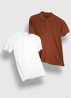 Gładki T-shirt polo w kolorze brązowym