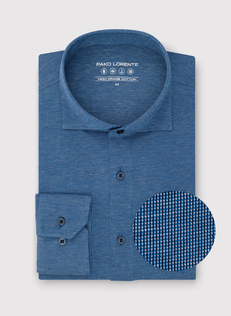 Niebieska dzianinowa koszula męska