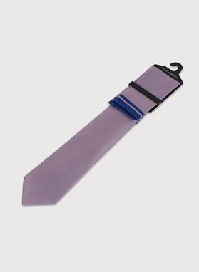 Fioletowy zestaw krawat i poszetka