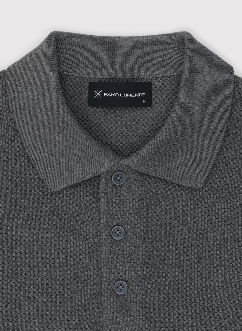 Szary sweter męski z kołnierzykiem
