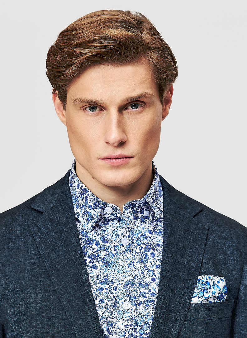 Granatowa marynarka męska melanż