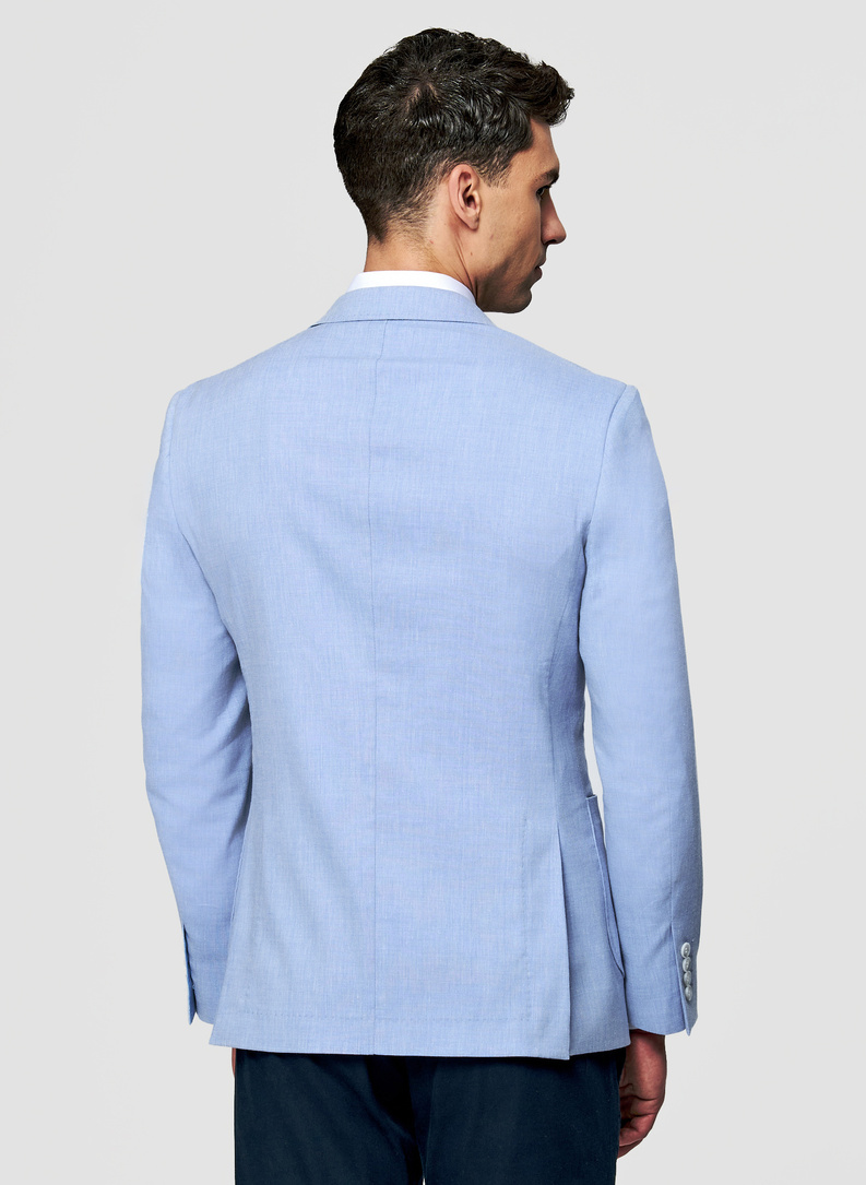 Niebieska marynarka z lnem i bawełną