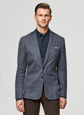 Melanżowa marynarka męska w kolorze granatowym