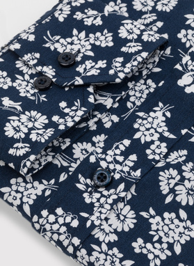 Granatowa koszula w białe kwiaty
