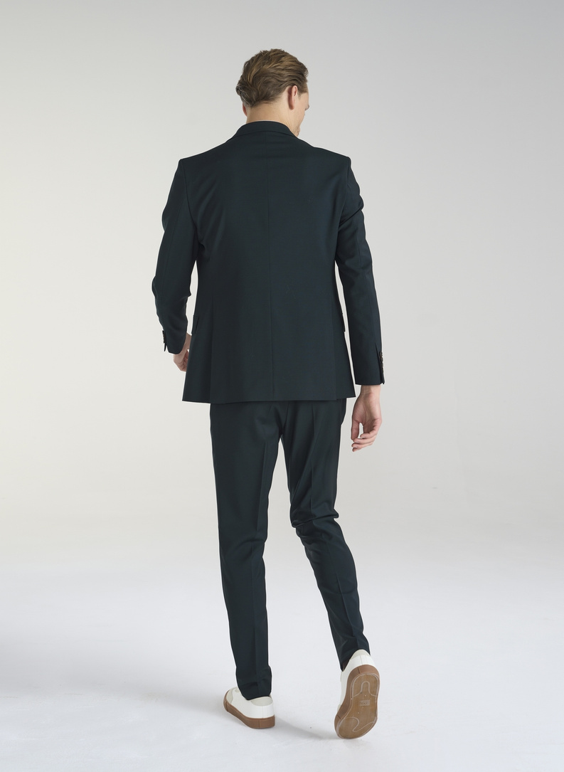 Wełniany zielony garnitur męski 