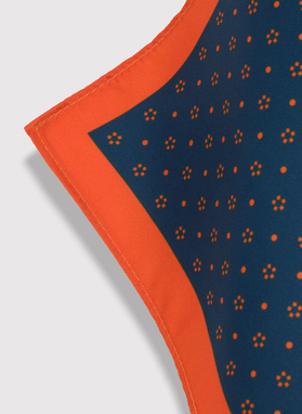 Granatowo-pomarańczowa wzorzysta poszetka