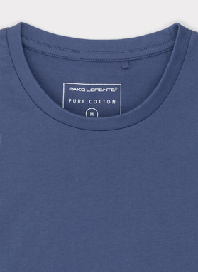 Bawełniany granatowy t-shirt z okrągłym dekoltem