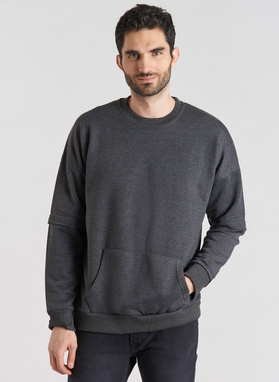 BLUZA Z OKRĄGŁYM DEKOLTEM SZARA P20WF-2B-015-S