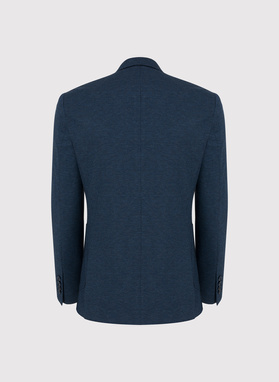 Granatowa marynarka w pepitkę z dzianiny