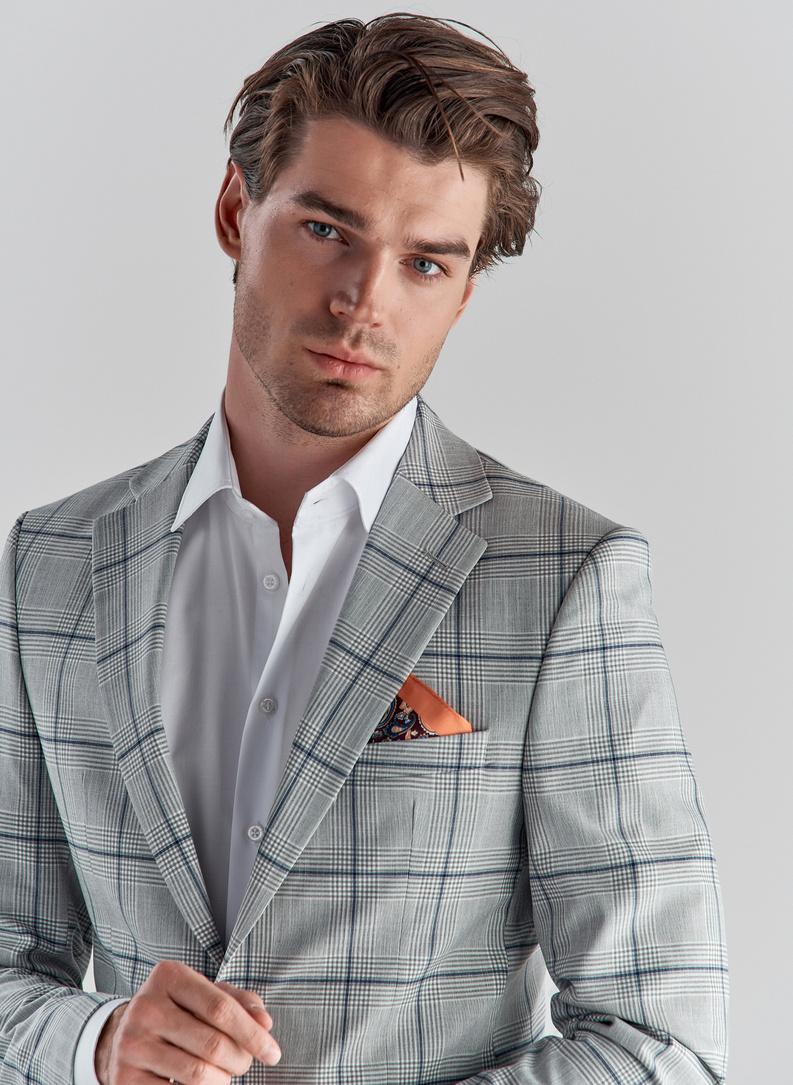 Szara marynarka garniturowa P22SF-3G-010-S-S