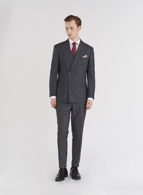 Dwuczęściowy szary dwurzędowy garnitur
