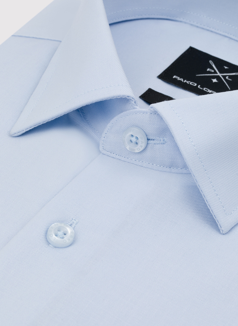 Niebieska bawełniana koszula męska z krótkim rękawem