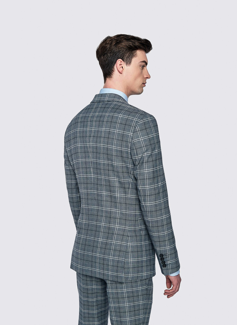 Szara marynarka garniturowa w kratę