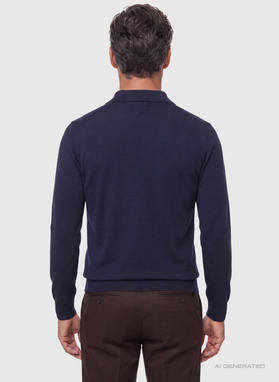 Granatowy sweter z kołnierzykiem polo