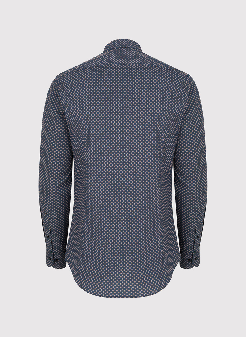 Granatowa koszula męska w mikrowzór